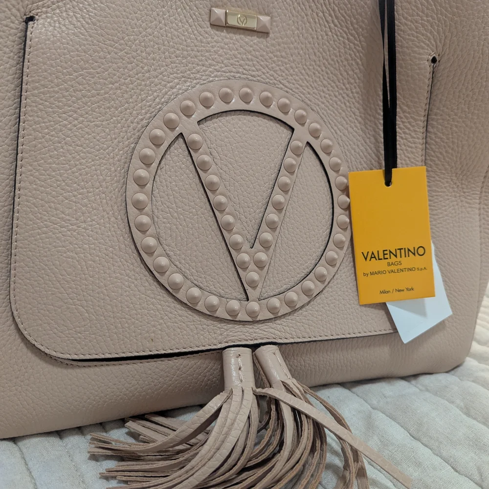 Valentino By Mario Valentino Rock Estelle Leather Tote Bag Pink - Picture 4 of 8